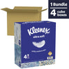 Kleenex Ultra Soft Facial Tissues, 4 Cube Boxes, 65 White Tissues per Box, 3-Ply (260 Total)