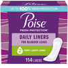 Poise Daily Incontinence Panty Liners, 2 Drop, Very Light Absorbency, Long, 114Ct